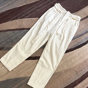 Blu Pepper Cream Textured Straight Leg Pants